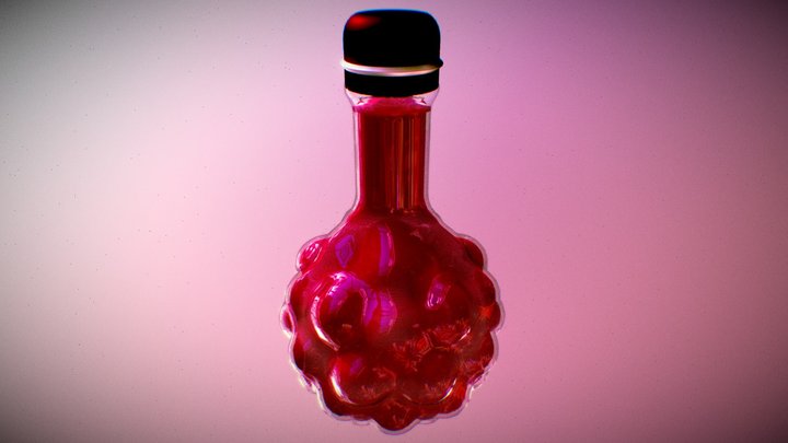Raspberry wine bottle 3D Model