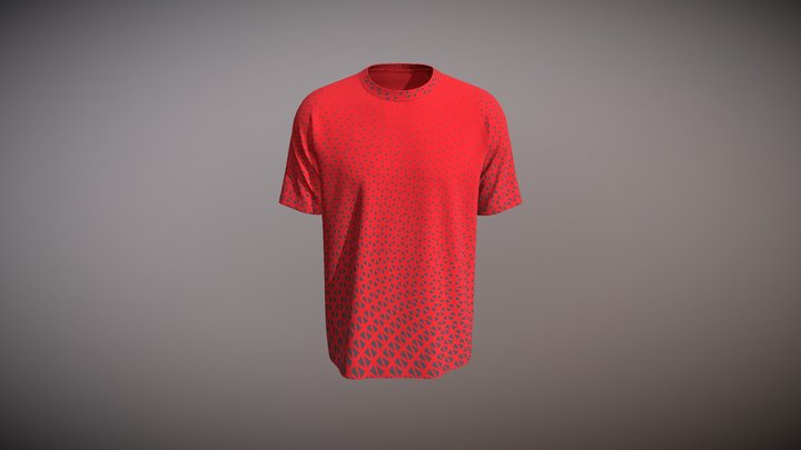 Sporty T- Shirt Design Red Color 3D Model