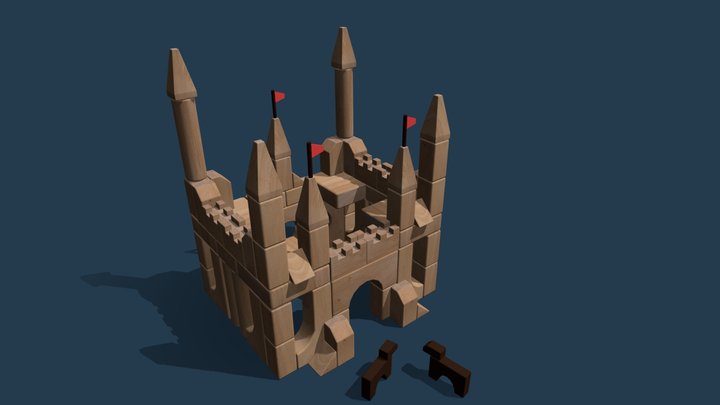 Wood Block Castle 3D Model