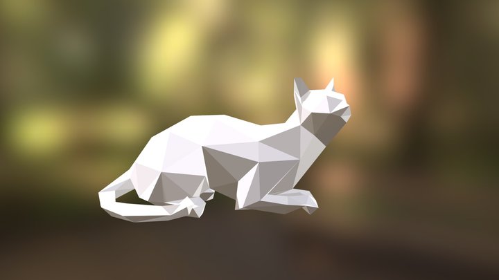 Cat 2 Low Poly model for 3d printing. 3D Model