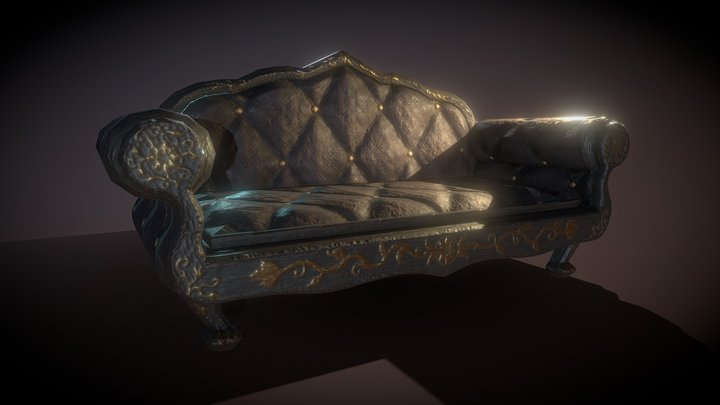 Antique Victorian Love Seat 3D Model
