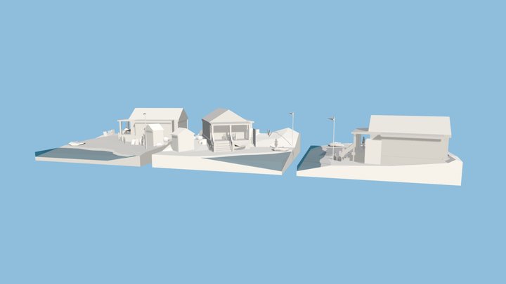 By the ocean - Diorama and House blockout 3D Model