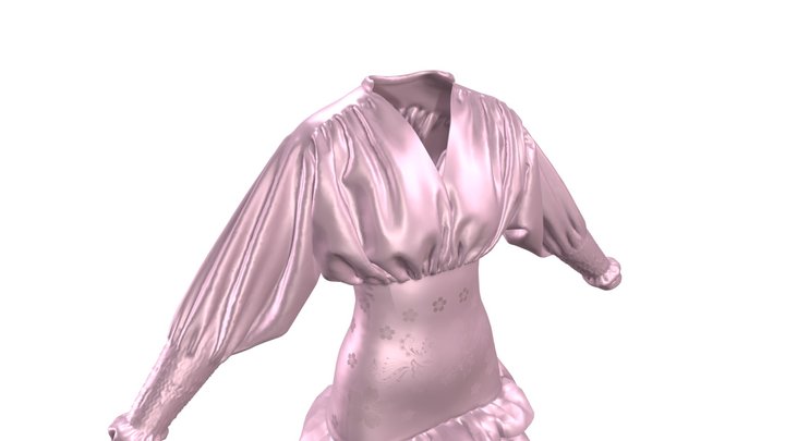 CLO3D | 3DFashion | Satin Midi Dress 3D Model