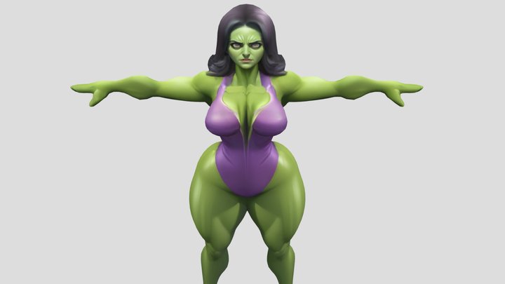 Curvy Sexy She Hulk Hot Lowpoly 3D Model