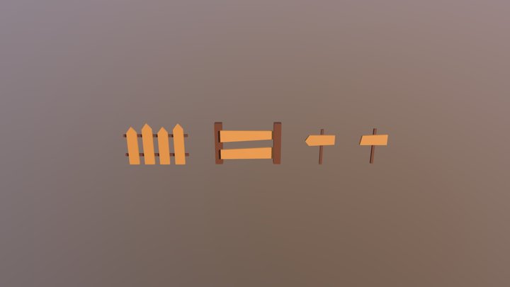 Cercas e Placas 3D Model