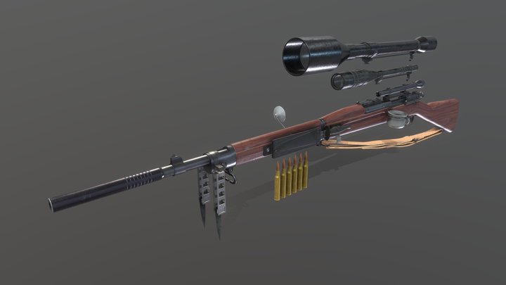 Springfield M1903 with Attachments & Animations 3D Model