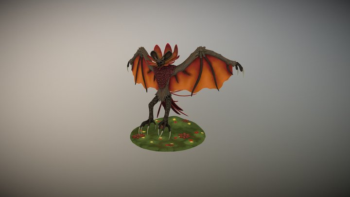 Handpainted Bat Creature 3D Model