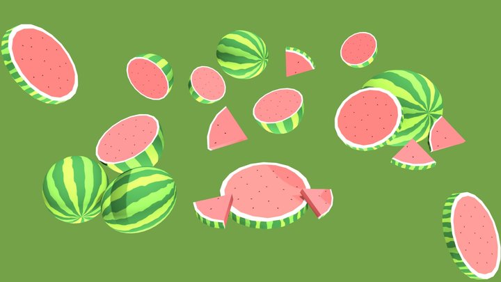 Colorful Watermelons 3D Model