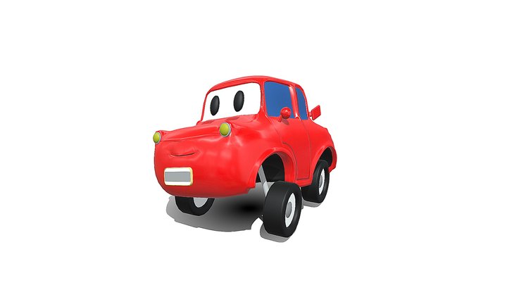 Cartoon Car With Animations 3D Model
