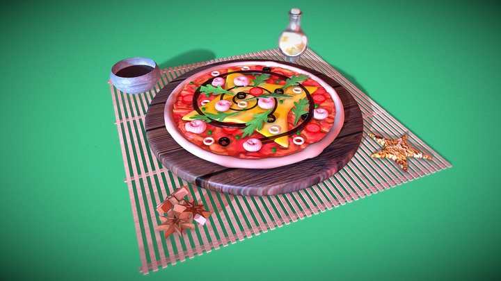 Seafood Pizza Sea Dragon 3D Model