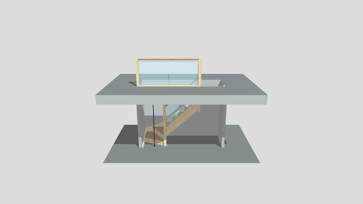 Softwood, Grooved Glass, Mezzanine Stairs 3D Model