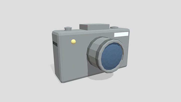 Low Poly Cartoon Photo Camera 3D Model