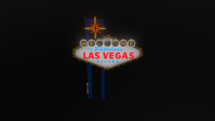 Las Vegas sign at night 3D Model