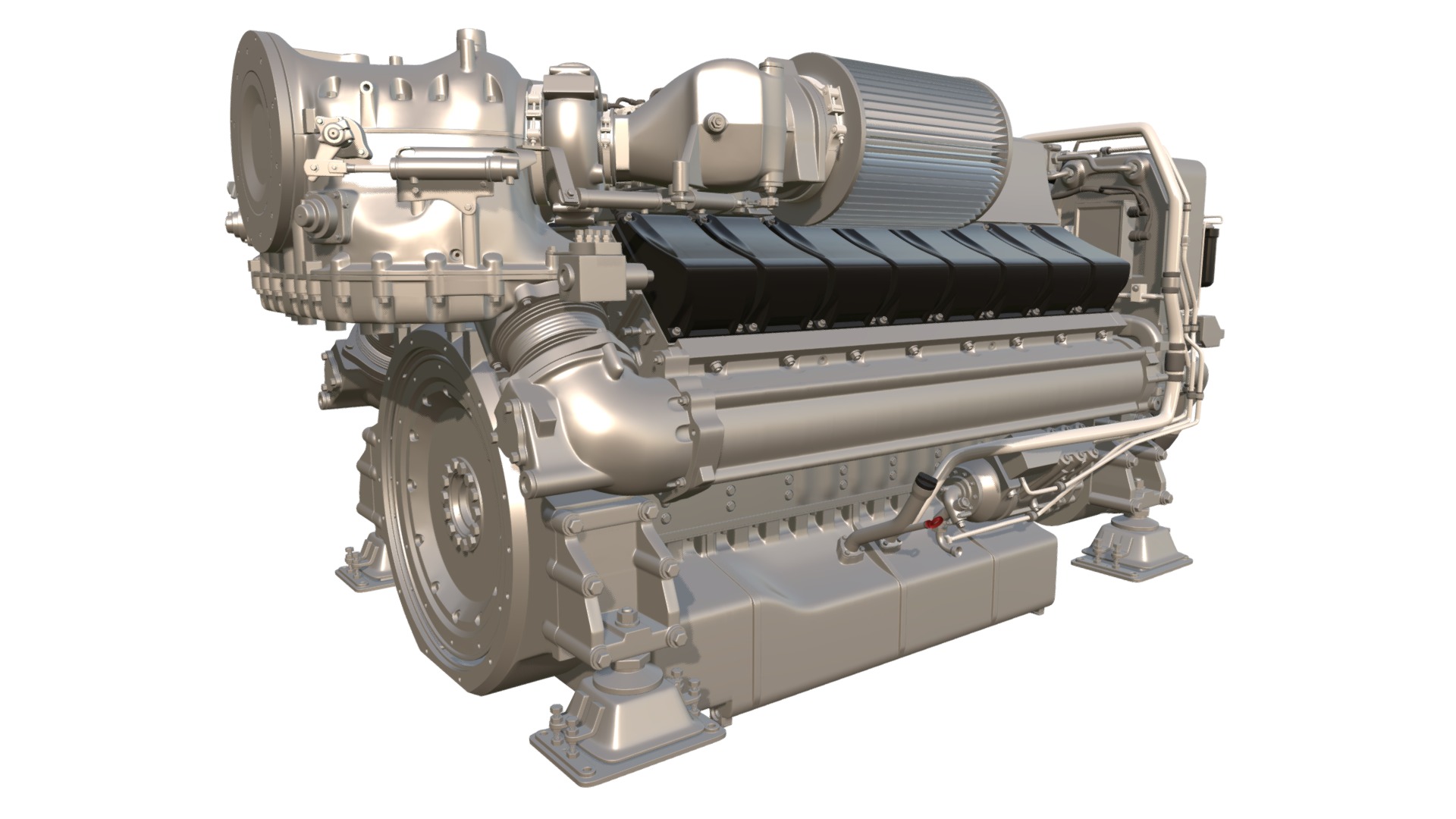 3D model Diesel Marine Engine - This is a 3D model of the Diesel Marine Engine. The 3D model is about a machine on the white cover.