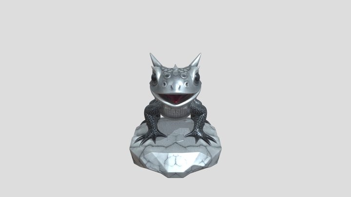 Grey horned lizard with bumpy scaly skin 3D Model