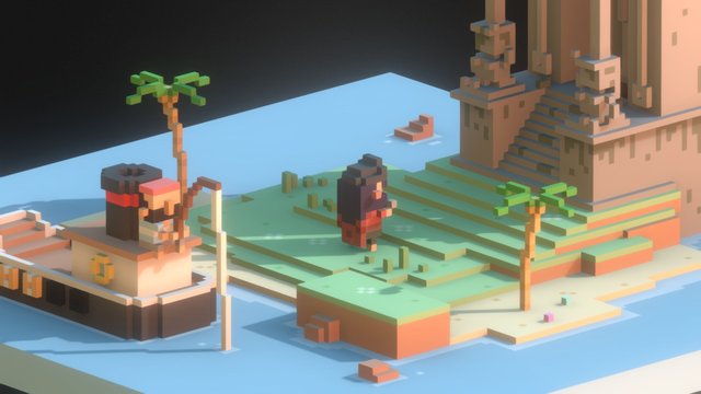 Sea temple island 3D Model