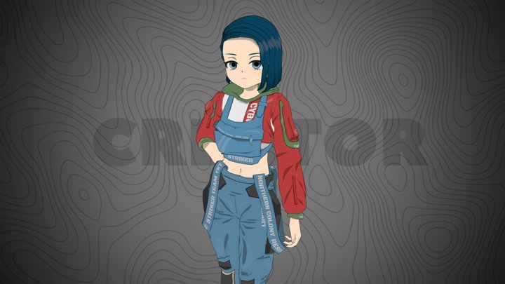 LowPoly Anime Character CyberStyle