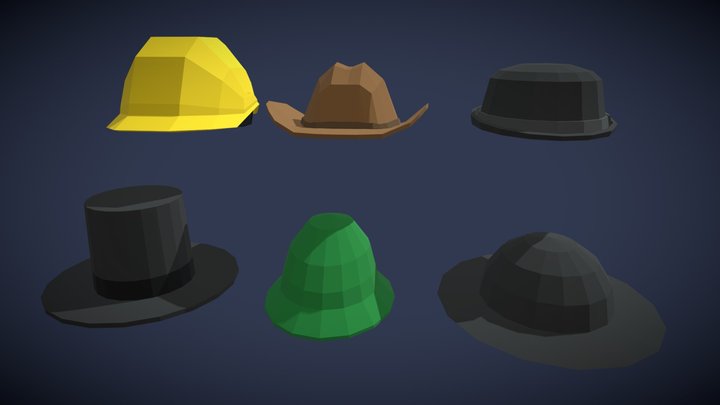 Lowpoly Hat Set 3D Model