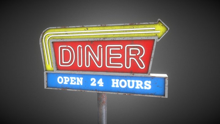 24 Hours Before - Diner Sign 3D Model