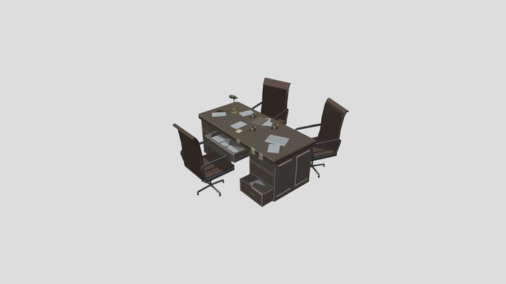 Retro office desk 3D Model