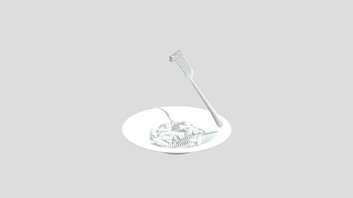 Tunas_Makaronai_Lėkštė_Šakutė_II 3D Model