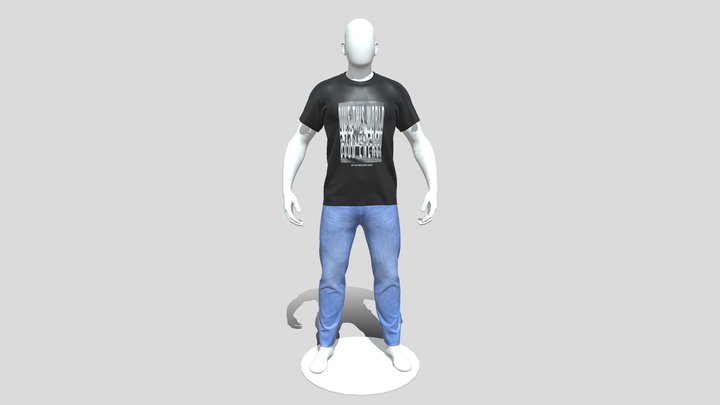 Denim Pants with Graphic Tee 3D Model