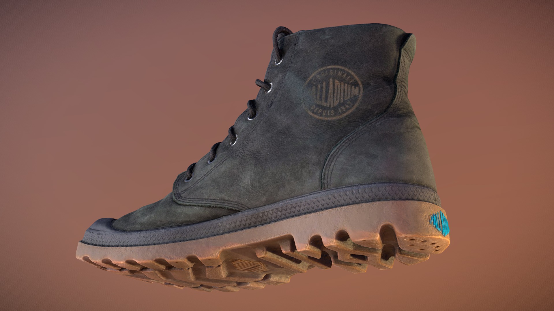 3D model Palladium Boot - This is a 3D model of the Palladium Boot. The 3D model is about a black and grey shoe.