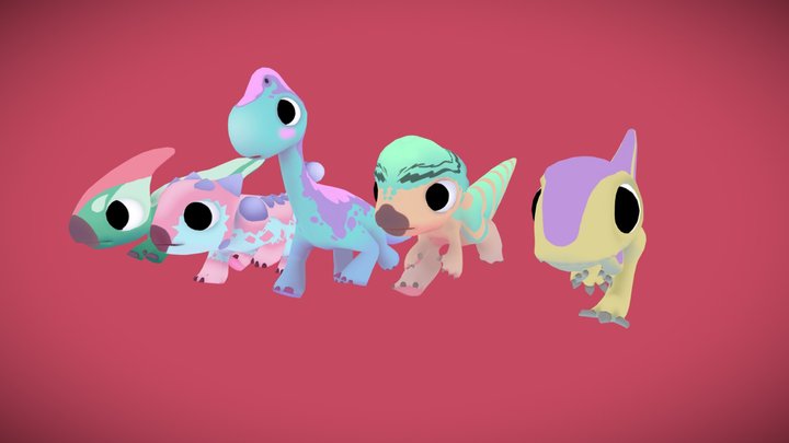Cute Dinosaur Pack 3D Model