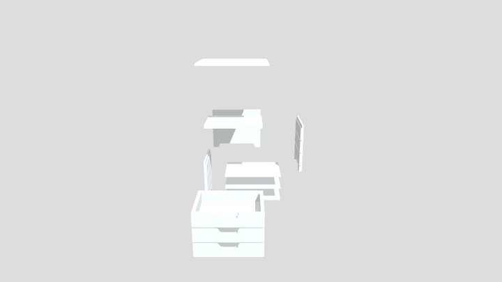 3 Drawer Cabinet Exploded 3D Model