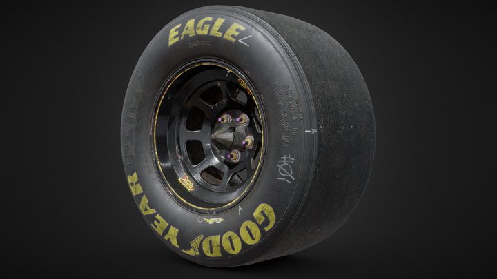 NASCAR Worn Wheel from 00`s. Low Poly 3D Model