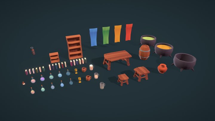 Dungeon Interior Essentials Pack - Game ready 3D Model