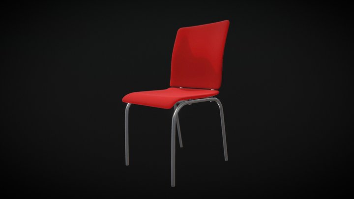 Red Plastic Chair (High-Poly Version) 3D Model