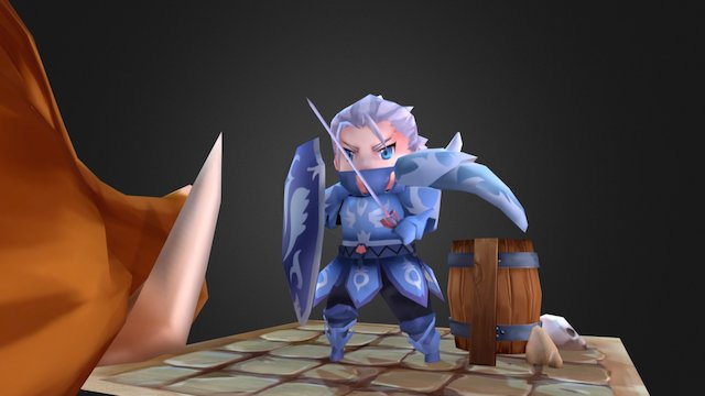 Warrior vs Monster 3D Model