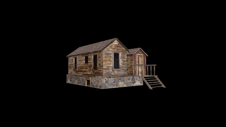 Western Big Wooden House Low Poly 3D Model