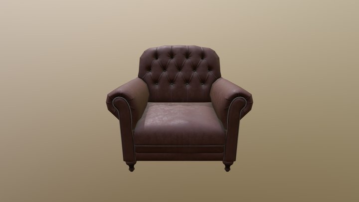 Brown leather Armchair 3D Model