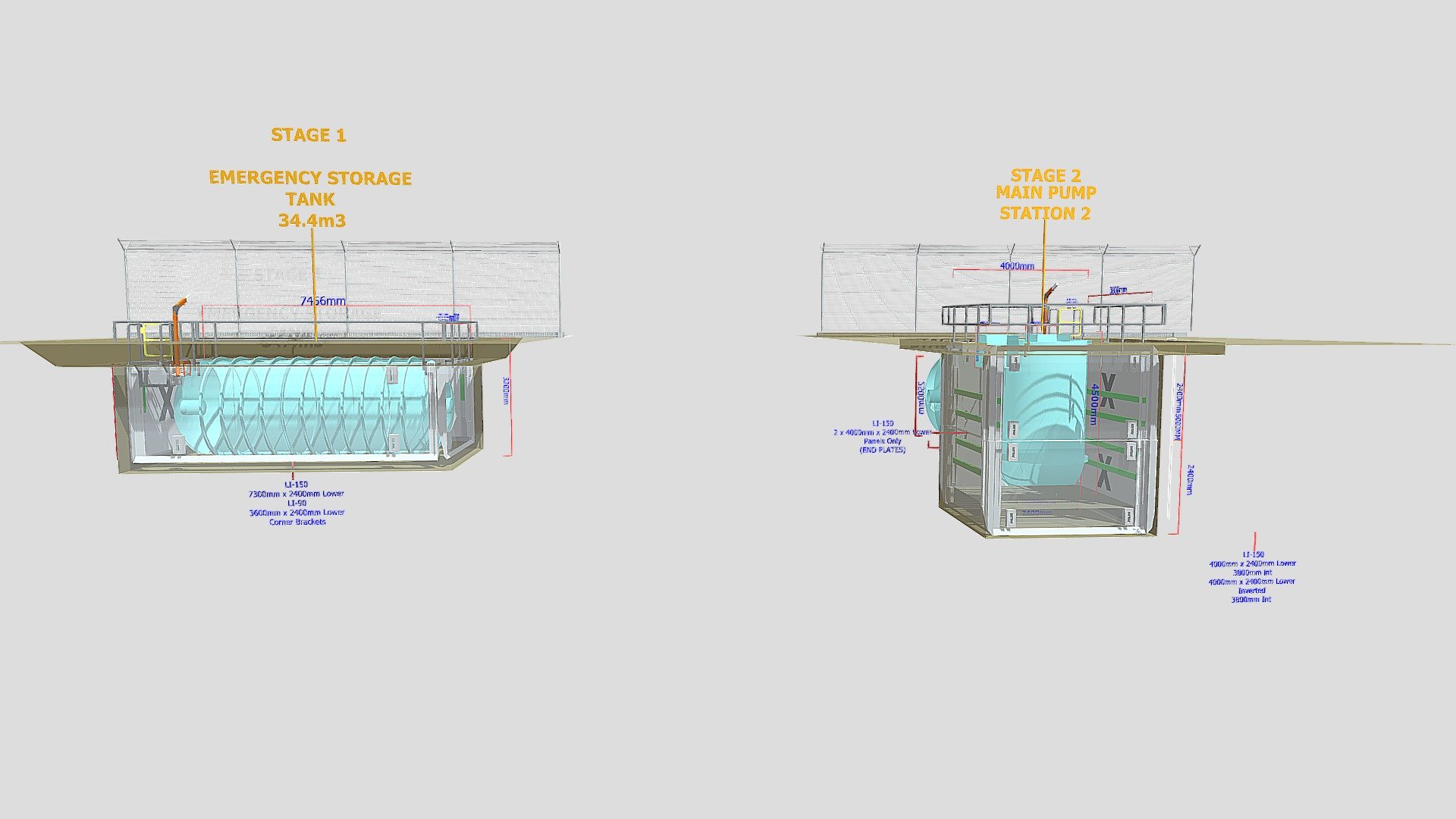 Main Pump Station 2 Option 2Stage 1 & 2 - 3D model by Aplant Hire Co ...