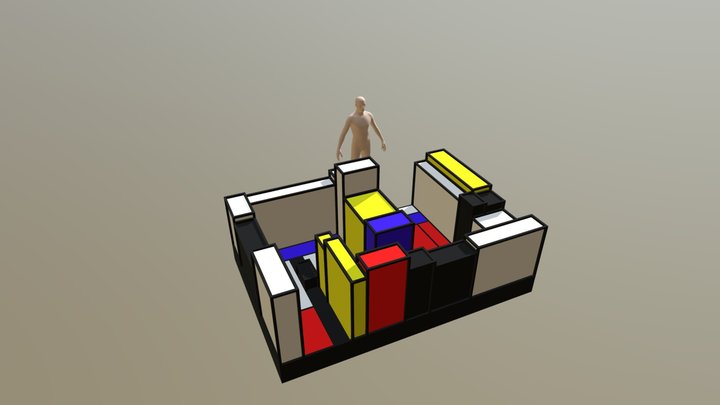Piet Mondrian Mini Golf Course 3D Model