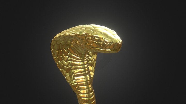 Golden Snake Statue 3D Model