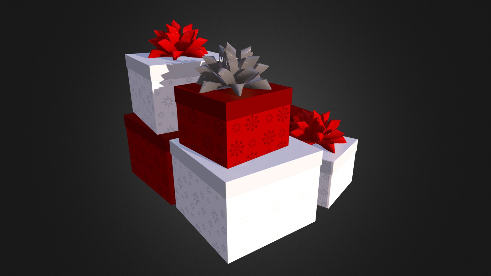 3D model Christmas Presents 4 - This is a 3D model of the Christmas Presents 4. The 3D model is about a red and white gift box.