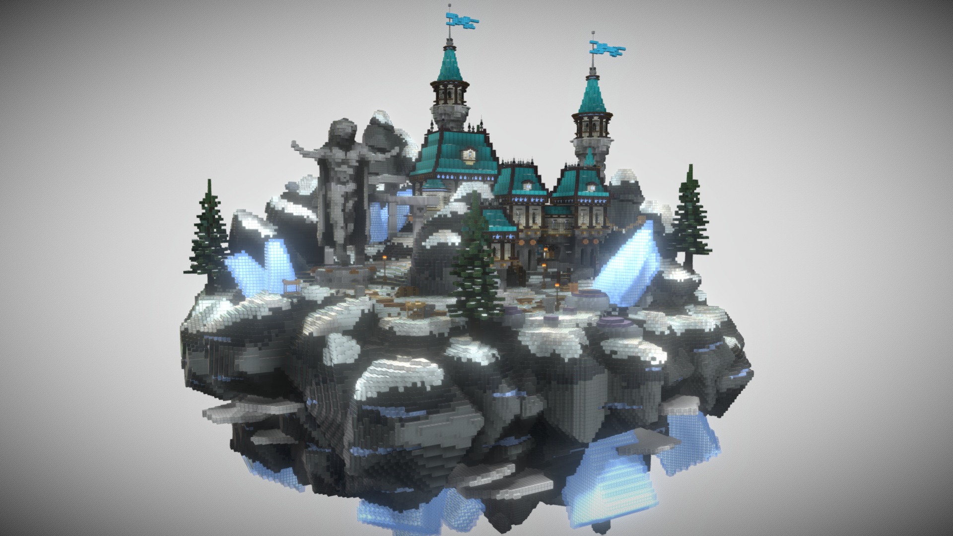 3D model Winter Glow Hub / Spawn - This is a 3D model of the Winter Glow Hub / Spawn. The 3D model is about a model of a castle.