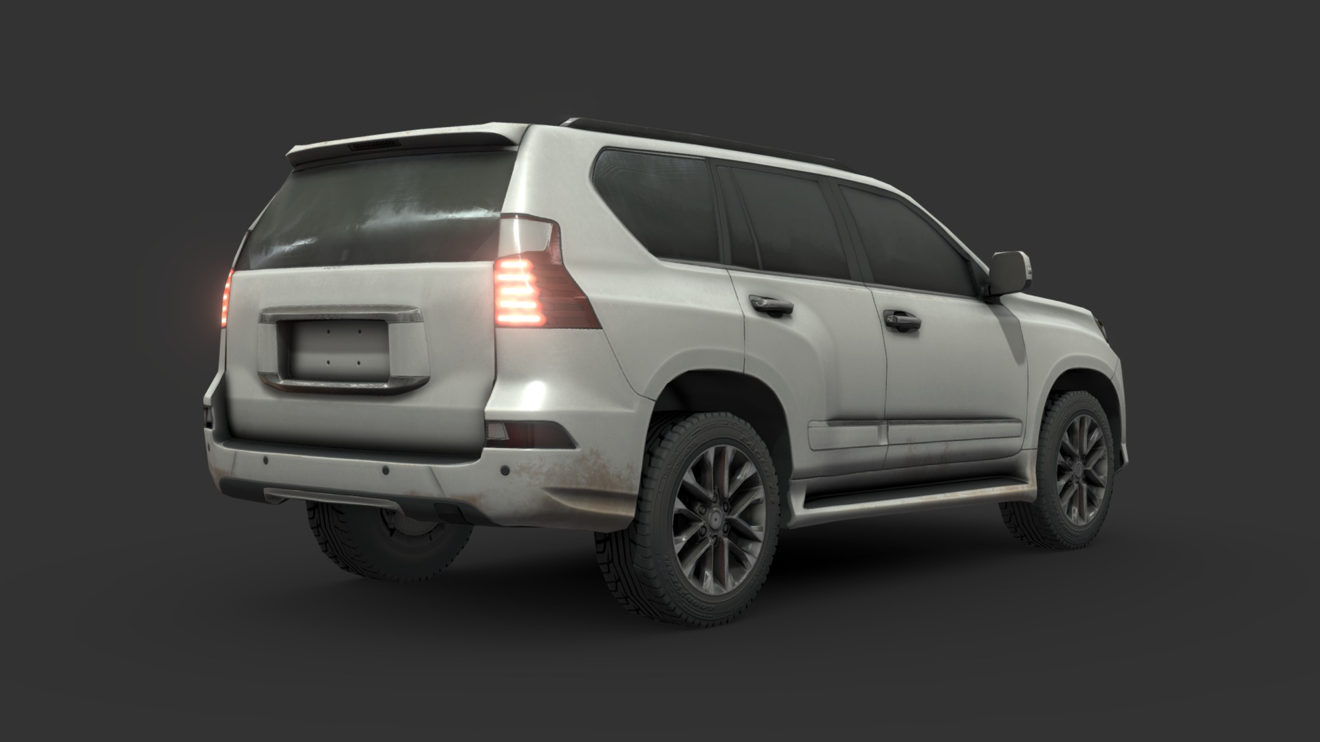 3D model Modern SUV - This is a 3D model of the Modern SUV. The 3D model is about a white car with red lights.