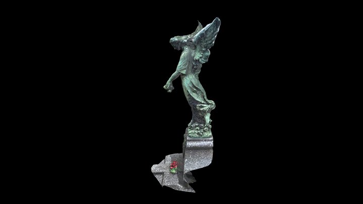 Angel statue grave Pere Lachaise 3D Model