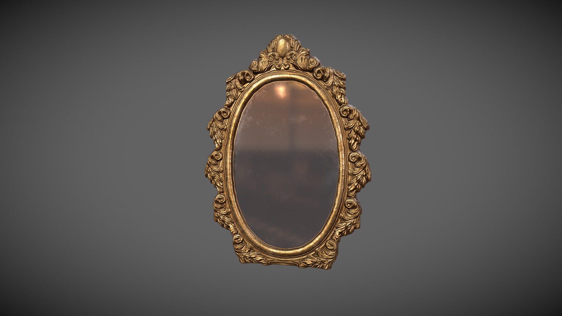 3D model Ornate Oval Mirror - This is a 3D model of the Ornate Oval Mirror. The 3D model is about a gold and black diamond ring.