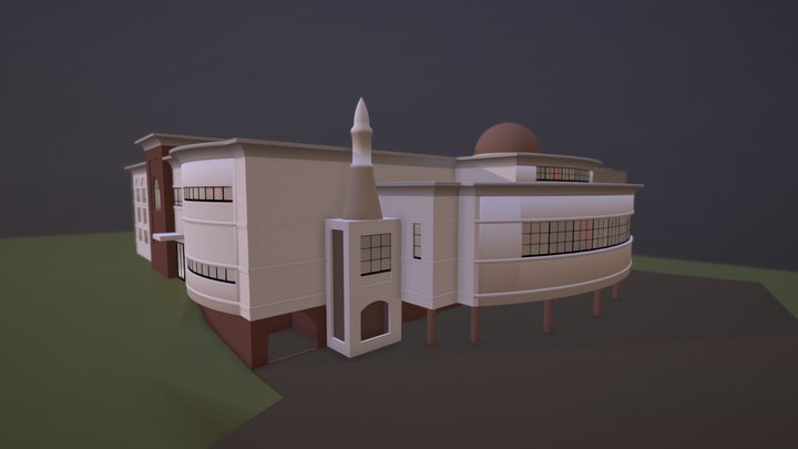Mosque + Solar Panels 3D Model