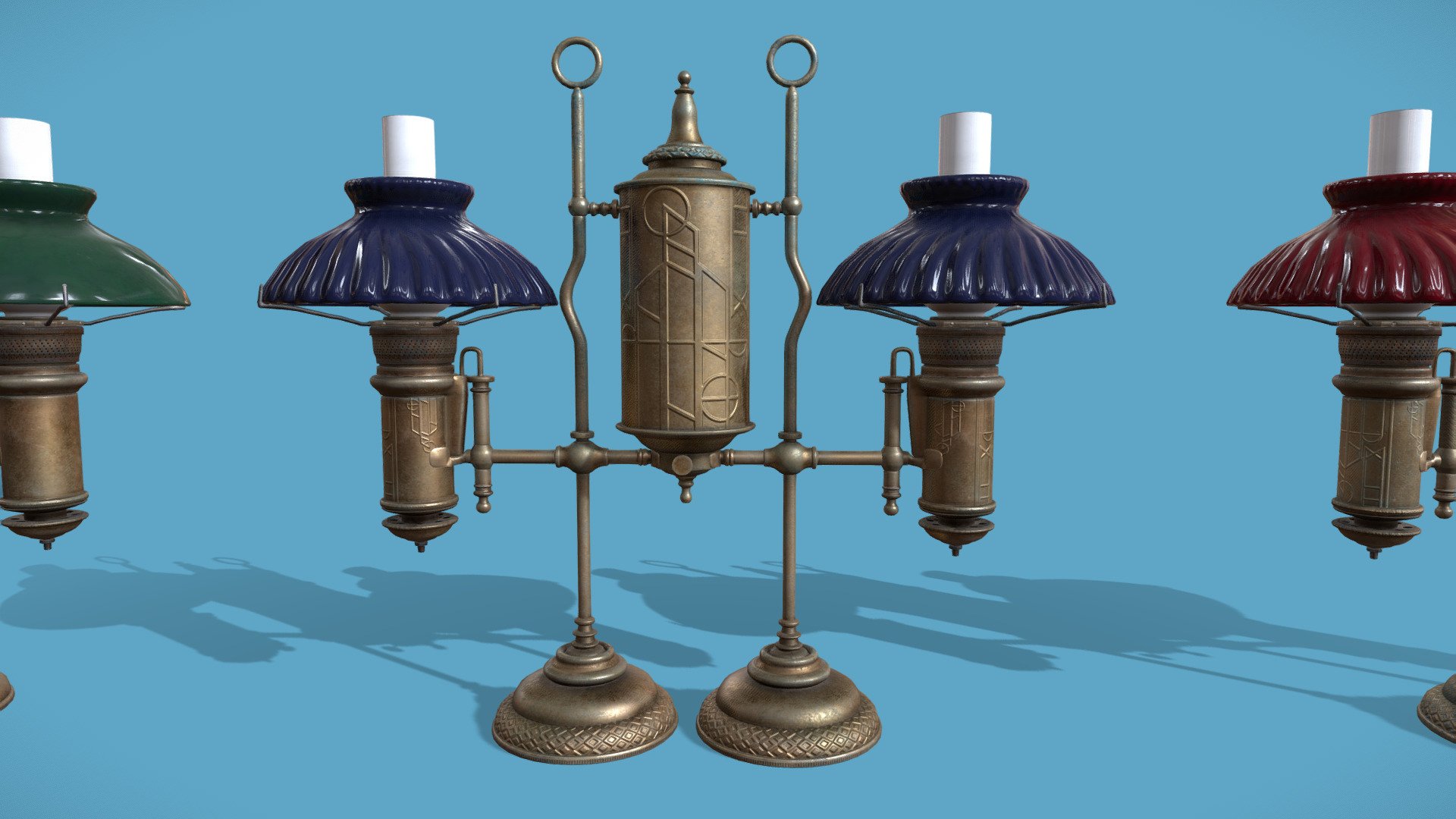 1800s Kerosene Student Lamps Double