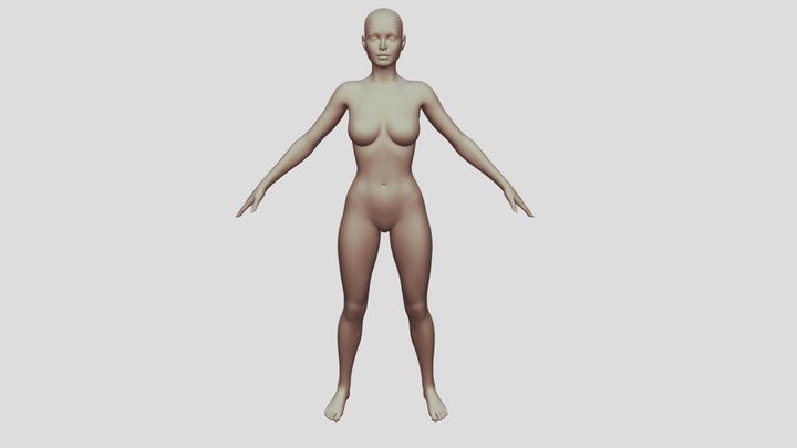 female base full body low poly 3D Model