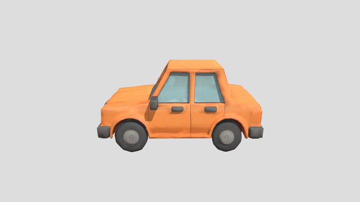 Orange Box Car 3D Model