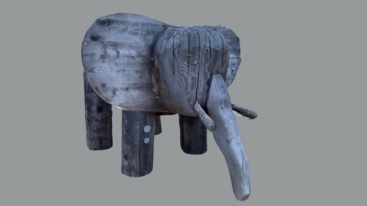 Wooden Elephant 3D Model