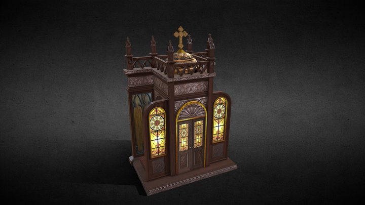 Gothic Confessional Booth 3D Model