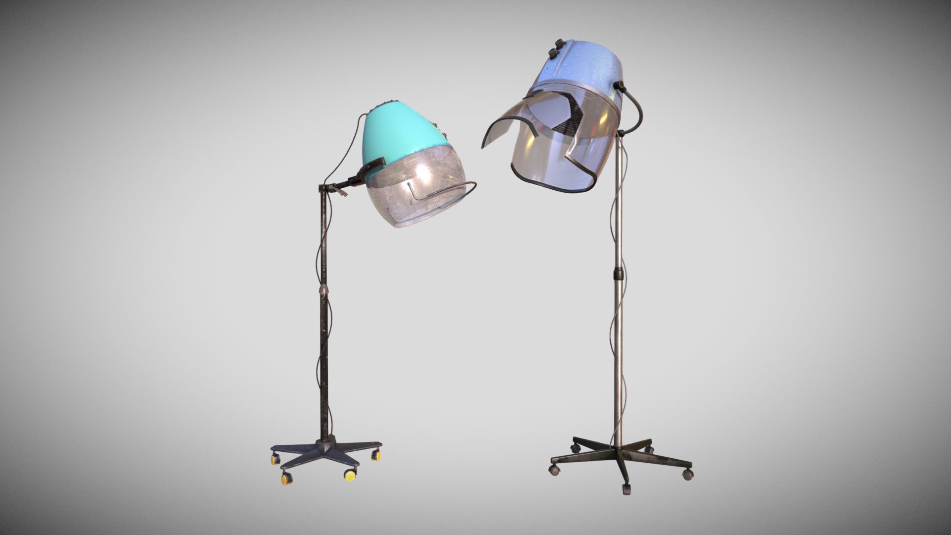 3D model Hair Dryer Set - This is a 3D model of the Hair Dryer Set. The 3D model is about a light fixture with a blue light.